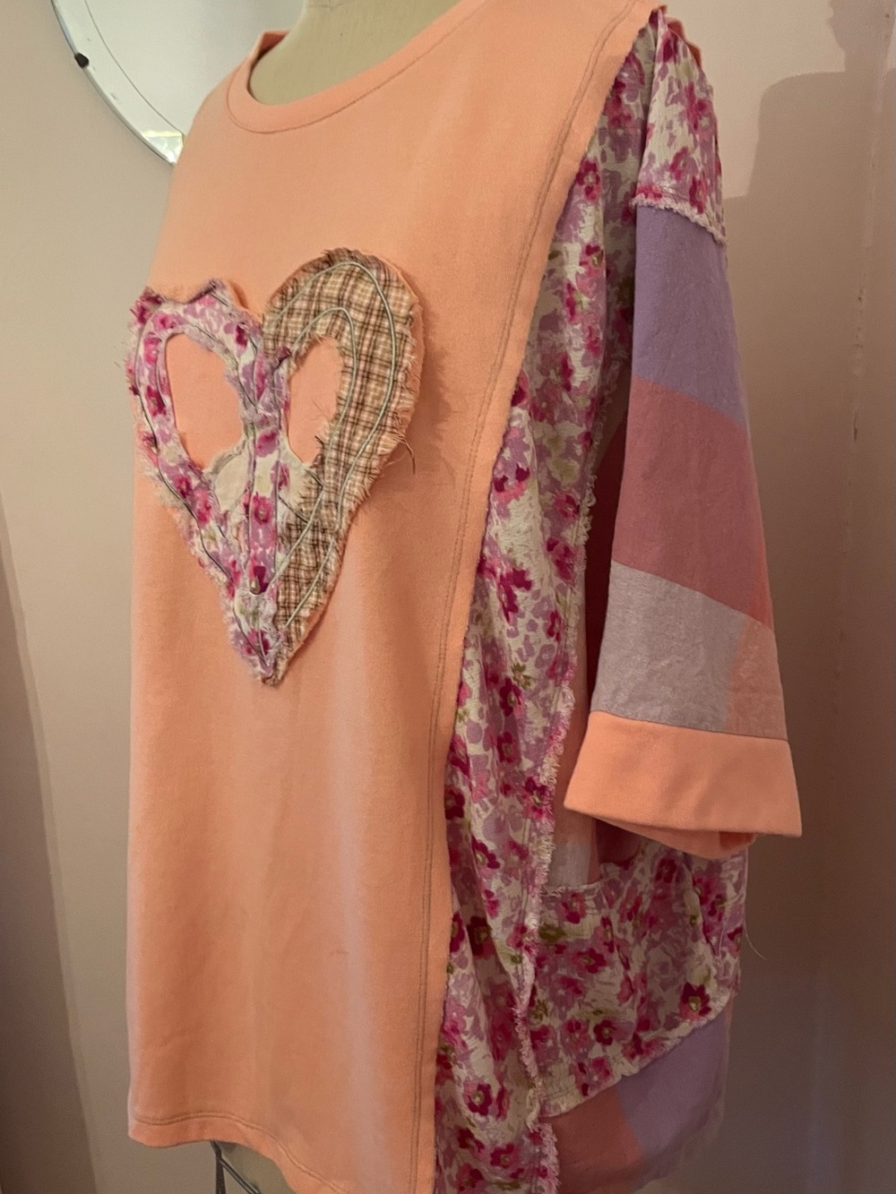 easel Peace Heart Patchwork Top